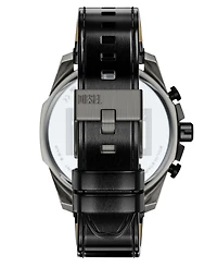 Diesel Men's Mega Chief Slim Quartz Chronograph Black Leather Watch 48mm