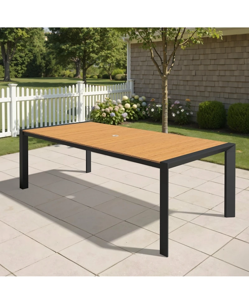 Pellebant Premium Outdoor Patio Aluminum Rectangular Dining Table with Umbrella Hole