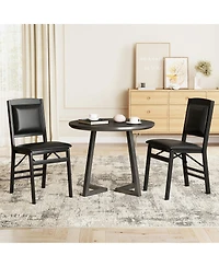 Costway Folding Chairs Foldable Chairs with Pvc Padded Seat and High Backrest