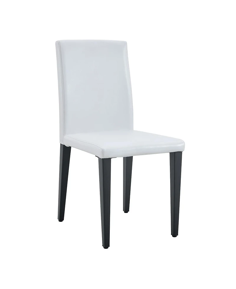 Streamdale Furniture Ergonomic White Pu Dining Chairs with Metal Legs