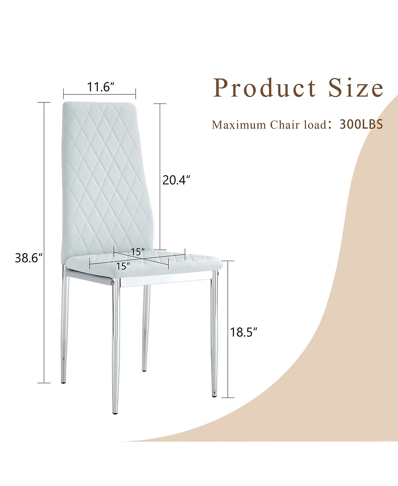 Streamdale Furniture Modern Style Dining Chairs Set of 6 Light Pu with Metal Legs