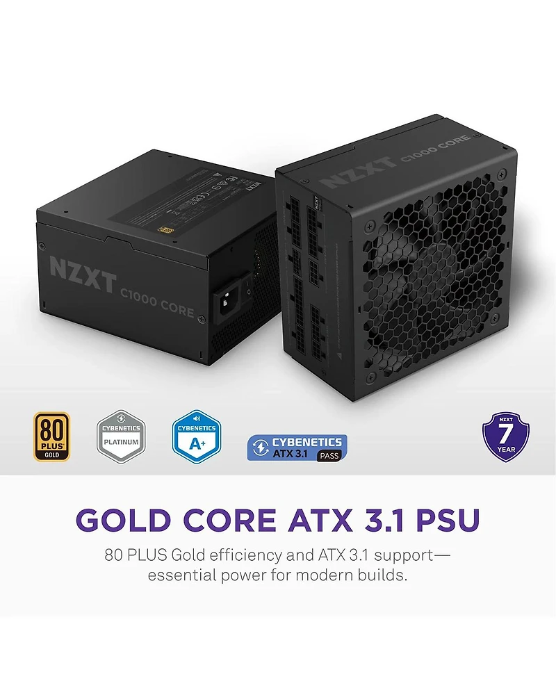 Nzxt C1000 Core 1000W Fully-Modular Atx 3.1 Power Supply Unit Compatible with Amd and Nvidia Graphics Cards