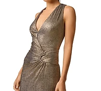 Adrianna Women's V-Neck Metallic Knit Dress