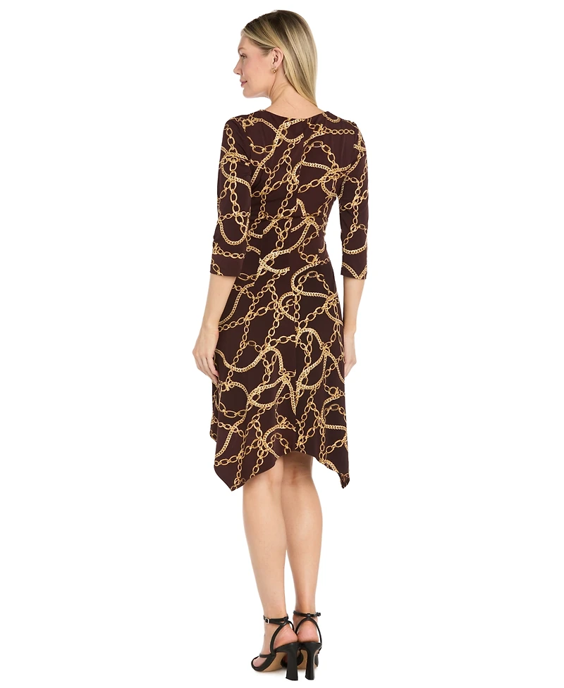 R & M Richards Women's Printed Jersey Faux Wrap Dress