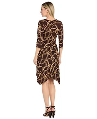 R & M Richards Women's Printed Jersey Faux Wrap Dress