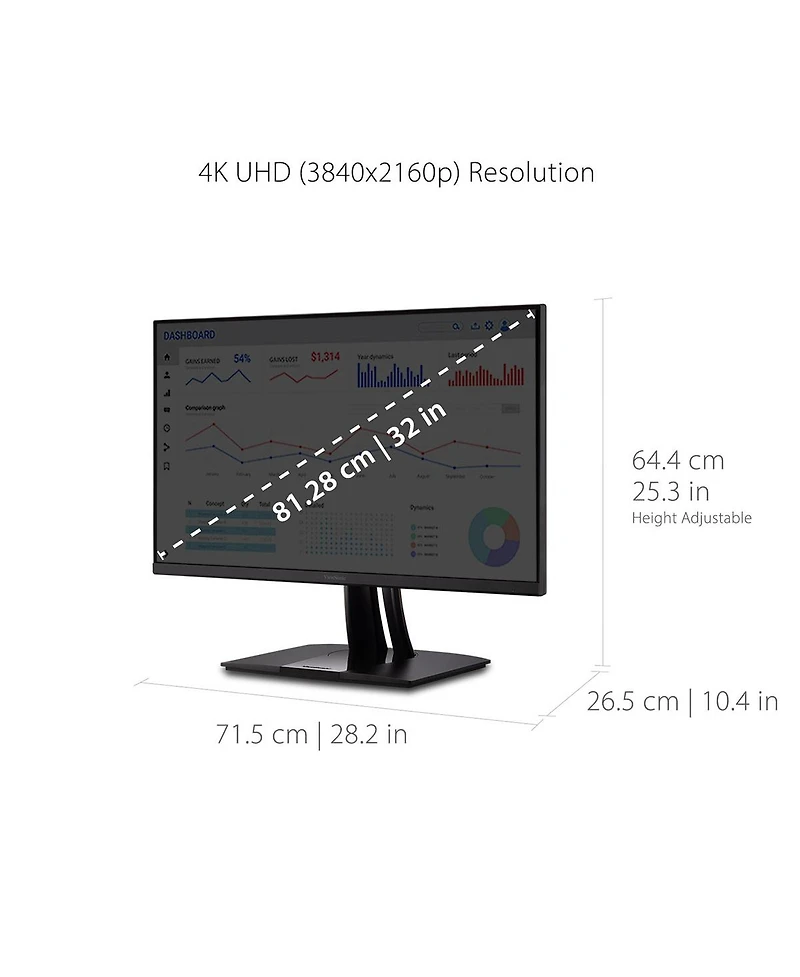ViewSonic VP3256-4K 32" Ips 4K Hdr Usb-c Computer Monitor