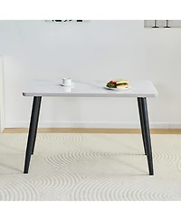 Streamdale Modern Minimalist Rectangular Dining Table with Faux Marble Top and Metal Legs