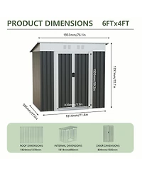 Streamdale Furniture 6x4 Feet Metal Outdoor Garden Storage Shed With Sliding Door