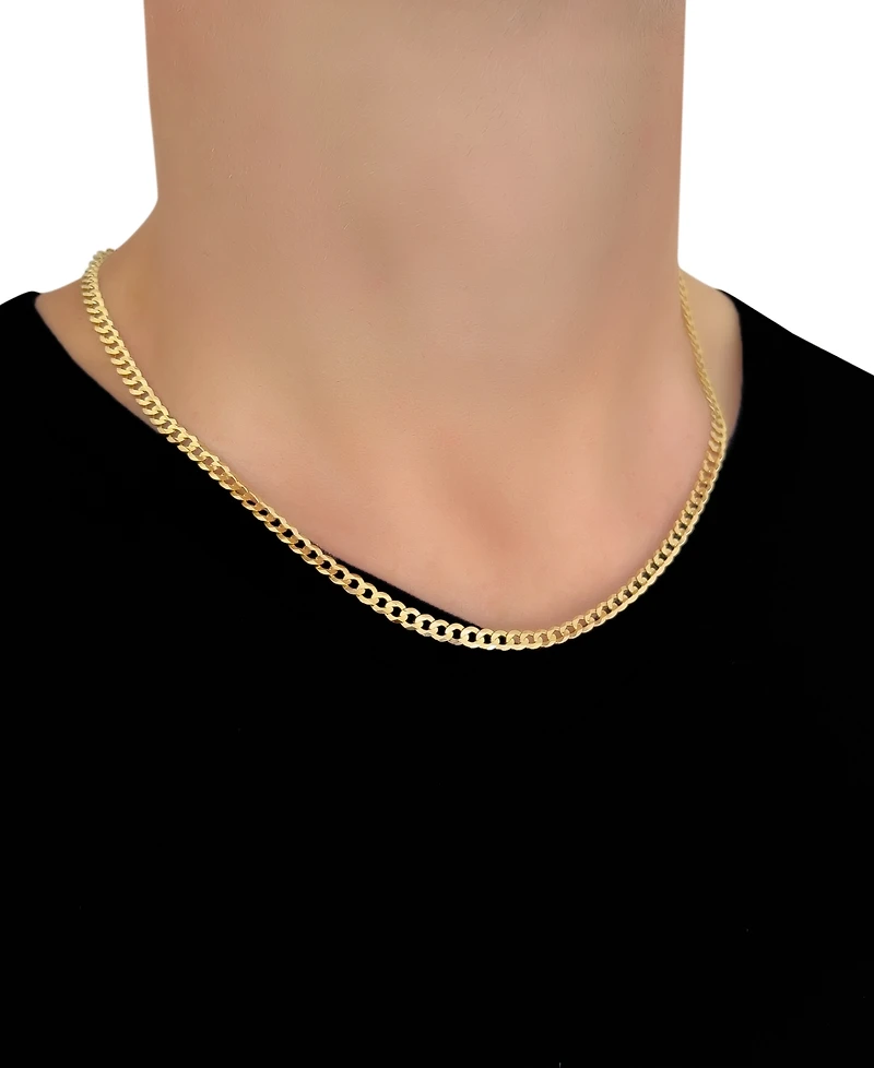 Italian Gold Solid Curb Chain 22" Necklace in 10k Yellow Gold