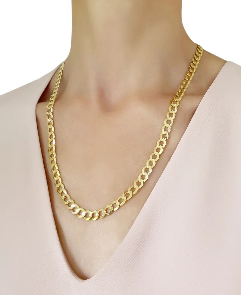 Italian Gold Solid Curb Chain 22" Necklace in 10k Yellow Gold