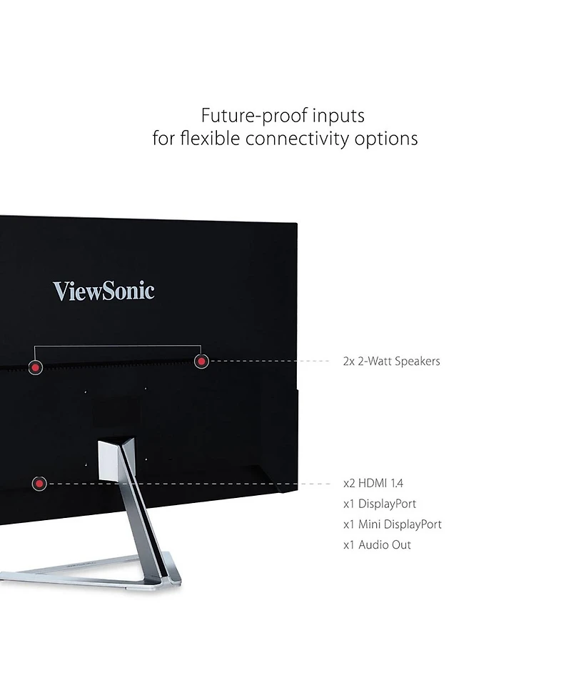 ViewSonic 32" VX3276-2K-mhd Wqhd Ips Frameless Computer Monitor with Built-in Speakers