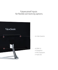 ViewSonic 32" VX3276-2K-mhd Wqhd Ips Frameless Computer Monitor with Built-in Speakers