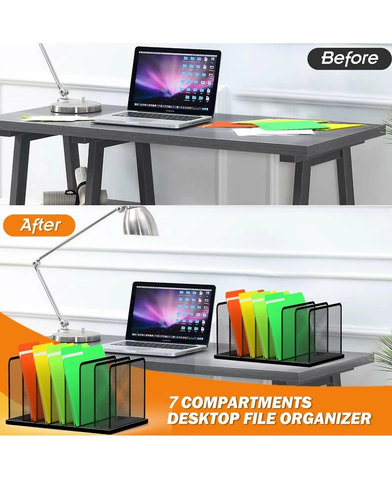 Danrong Heavy Duty Steel Mesh Desk File Organizer Compartments Desktop Sorter for Home Office Classroom
