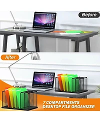 Danrong Heavy Duty Steel Mesh Desk File Organizer Compartments Desktop Sorter for Home Office Classroom