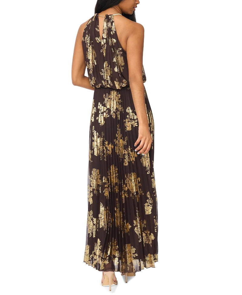 Msk Women's Embellishment Halter-Neck Pleated Dress