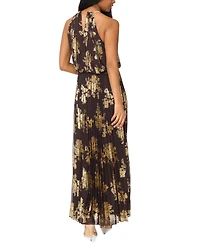 Msk Women's Embellishment Halter-Neck Pleated Dress