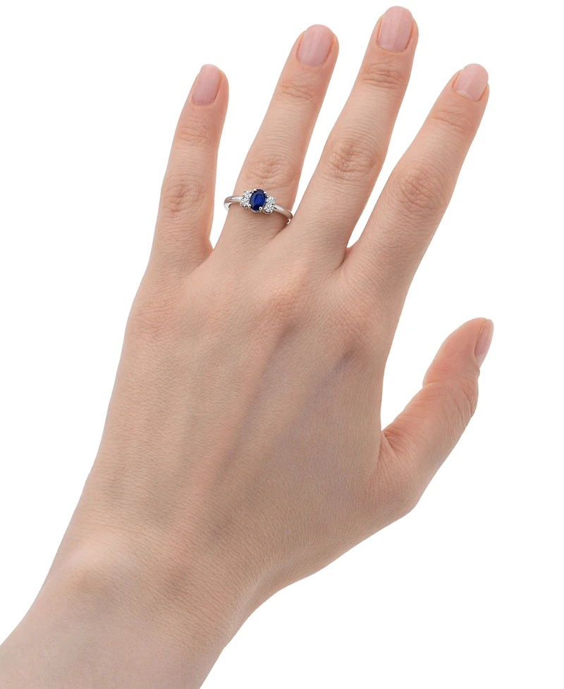 Macy's Lab-Grown Blue Sapphire (1/3 ct. t.w.) & White Sapphire (2-3/4 ct. t.w.) Ring in Sterling Silver