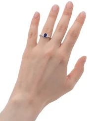 Macy's Lab-Grown Blue Sapphire (1/3 ct. t.w.) & White Sapphire (2-3/4 ct. t.w.) Ring in Sterling Silver