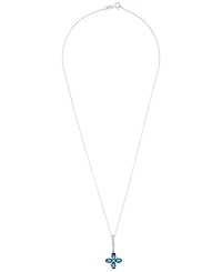 Macy's Blue Topaz (1-1/4 ct. t.w.) Flower Pendant Necklace in Sterling Silver