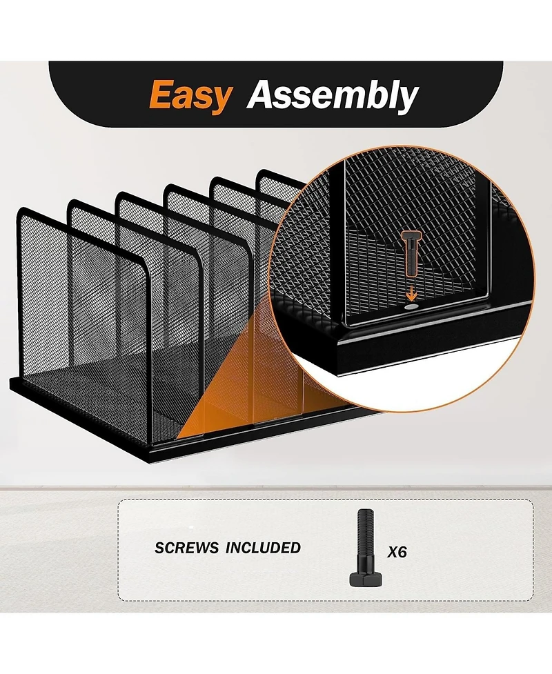 Danrong Heavy Duty Steel Mesh Desk File Organizer Compartments Desktop Sorter for Home Office Classroom