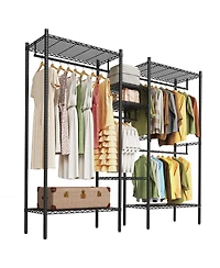 homfan Heavy Duty Metal Garment Rack – Freestanding Storage Shelf and Adjustable Shelves and Hanging Rods – 1000 lb Cap – for Closet, Wardrobe