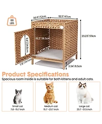 homfan Rattan Cat Litter Box Enclosure