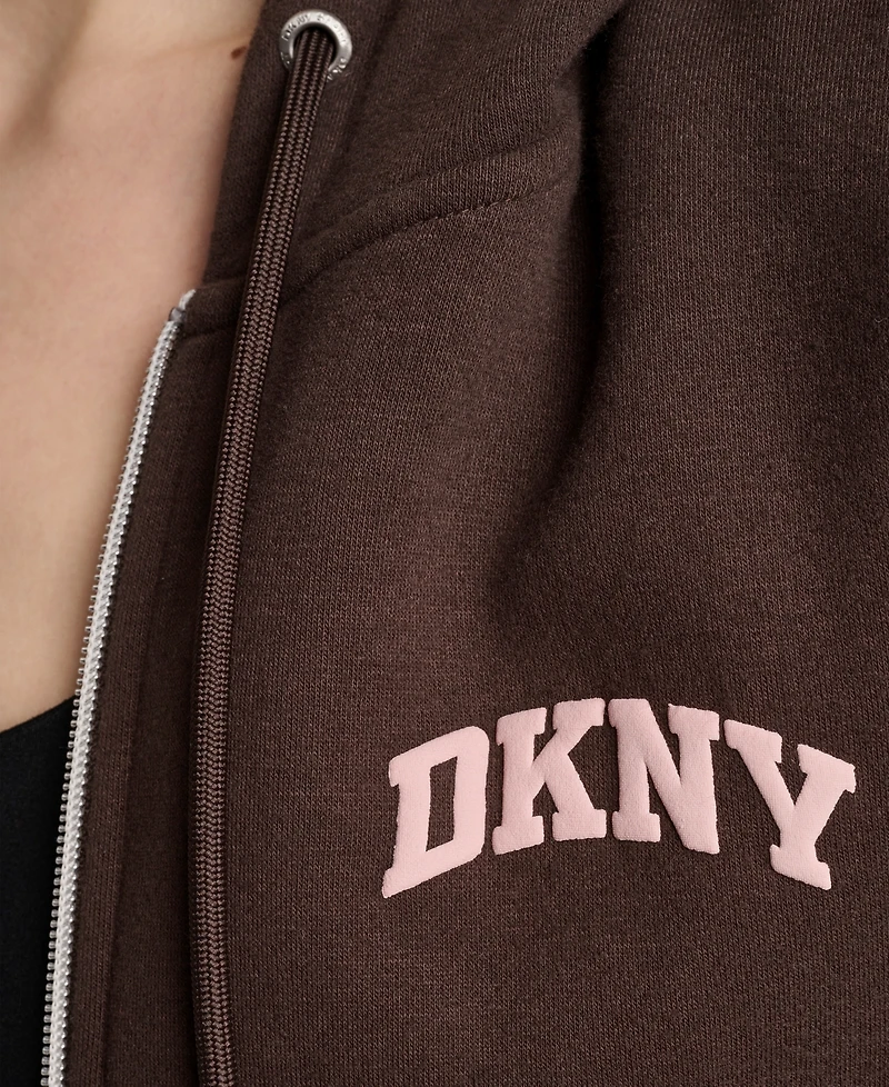 Dkny Sport Women's Puff Varsity Logo Full-Zip Hoodie