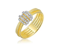 Rachel Glauber Radiant 14K Gold Plated Mesh Brilliant Cz Bands Ring