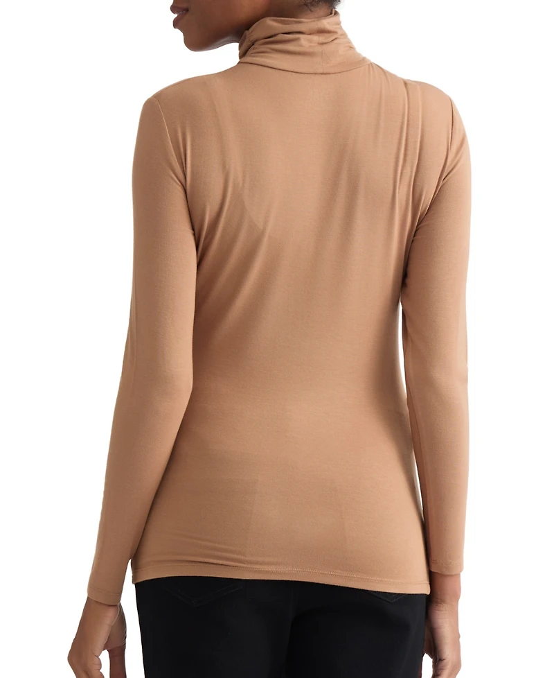 Jones New York Women's Shirred Turtleneck Long-Sleeve Top