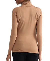 Jones New York Women's Shirred Turtleneck Long-Sleeve Top