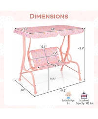 Costway Kids Patio Swing,2-Seater Outdoor Porch Swing Lounge Chair with Adjustable Canopy