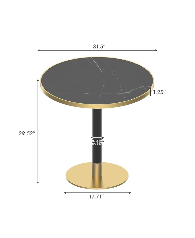 Streamdale Furniture Round Modern Dining Table 31.5 Inch Faux Marble Top Bistro Tulip Table