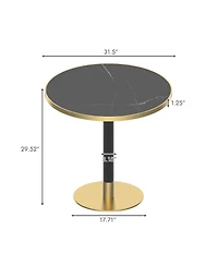 Streamdale Furniture Round Modern Dining Table 31.5 Inch Faux Marble Top Bistro Tulip Table