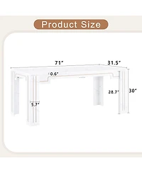 Streamdale Furniture 71" Marble Pattern Mdf Dining Table with Grooved Legs (Seats 6-8)