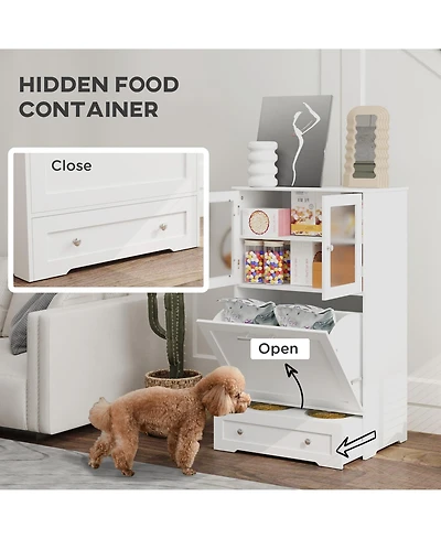 Ruie Dog Feeding Station with Two Storage Cabinets Raised Bowls and Anti Tip Kit