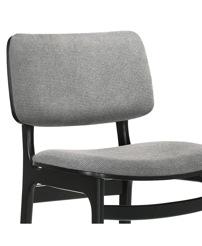 Clihome 2 Piece Fabric Dining Chair with Wood Frame, Modern Upholstered Kitchen Chair, Curved Back Armchair