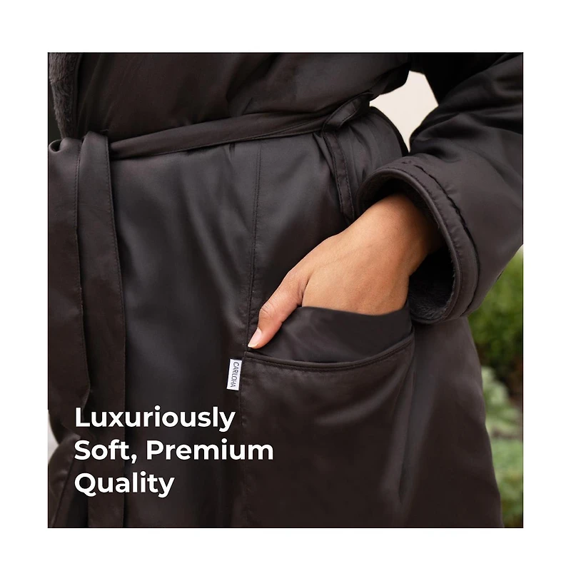 Cariloha Luxury Spa Bath Robe | Viscose L/Xl Ultra Plush with Sateen Exterior