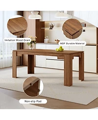 Streamdale Furniture 71" Walnut Mdf Spliced Dining Table with Grooved Legs for 6-8 People