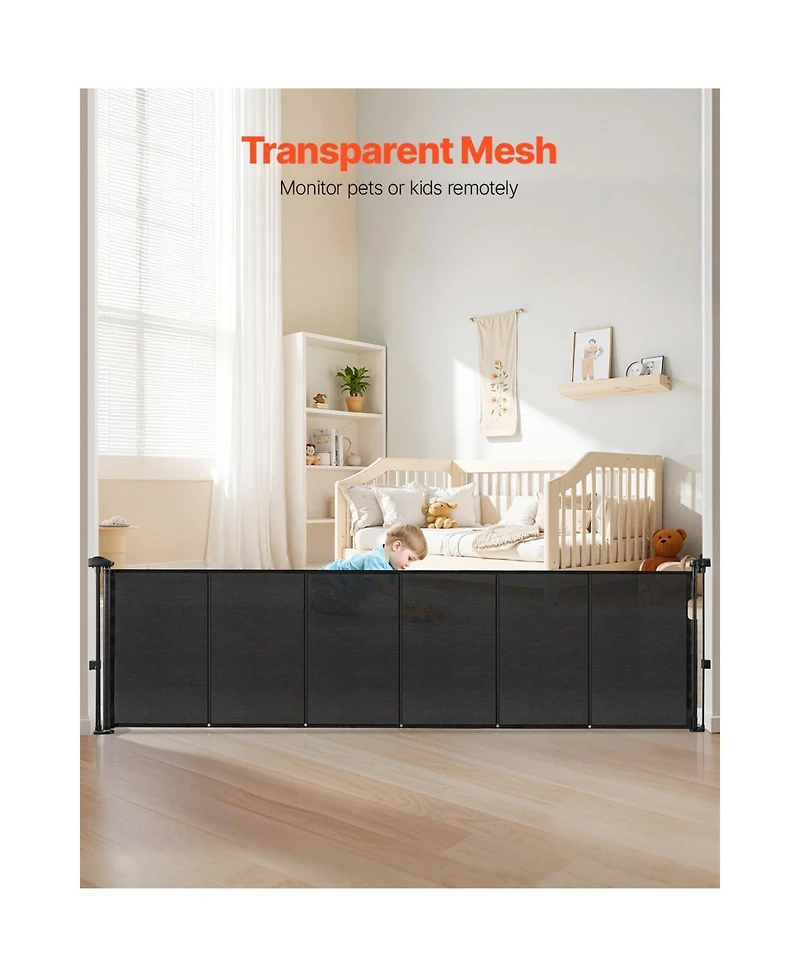Ruie Retractable Mesh Baby Gate 34 in Tall Extends to 110 in Wide