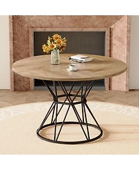 Streamdale Furniture 47.3" Modern Industrial Circular Dining Table with Metal Base