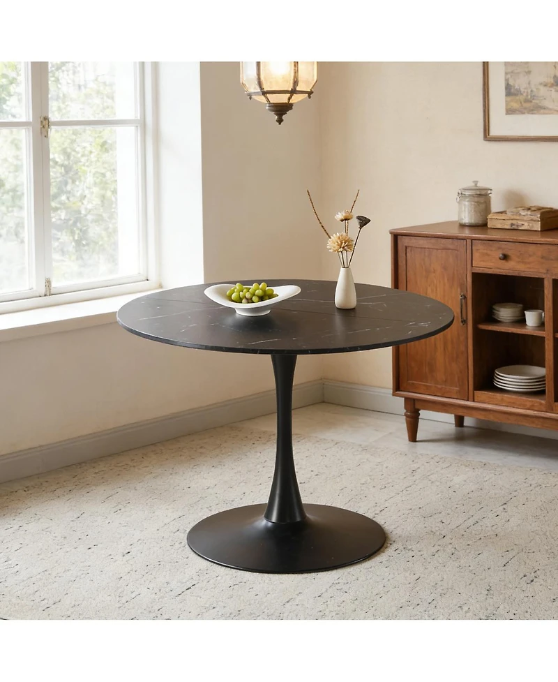 Streamdale Furniture 42.1" Marble Round Tulip Dining Table for 4-6 People