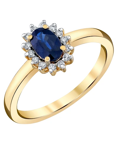 Macy's Sapphire (5/8 ct. t.w.) & Diamond (1/8 ct. t.w.) Ring in 10k Yellow Gold