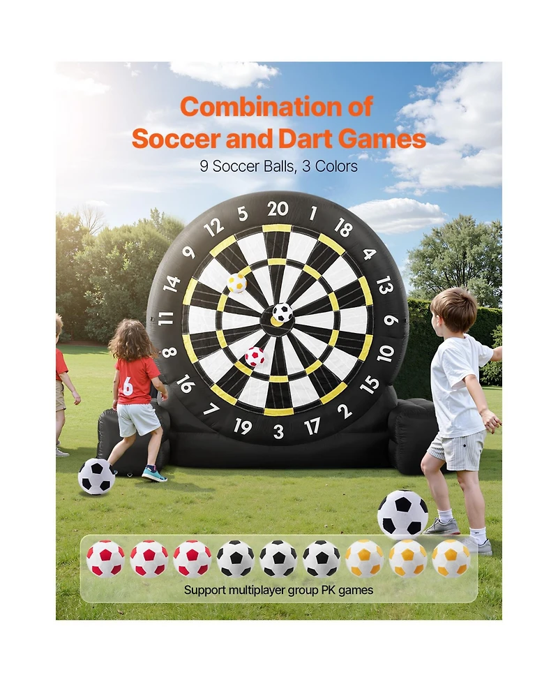 Vevor Inflatable Soccer Dart Board over 8 ft High with 9 Kick Balls and Air Pump