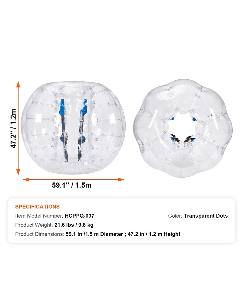 Vevor Inflatable Bumper Ball 1-Pack Pvc Sumo Zorb Ball for Teen and Adult