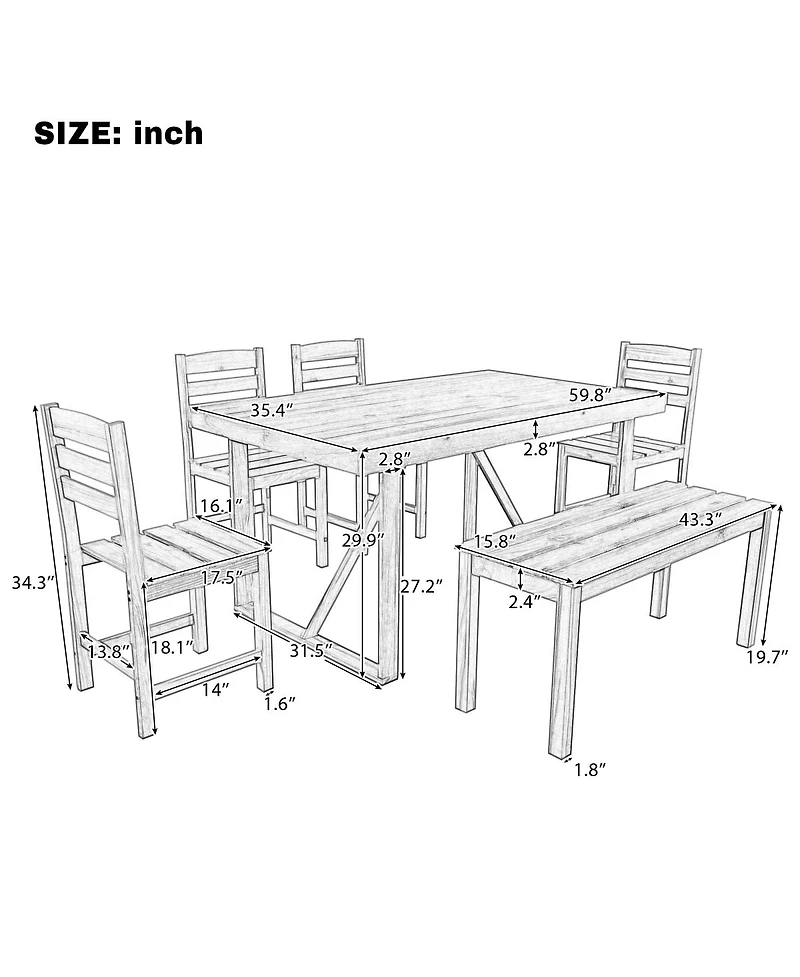 Streamdale Furniture Acacia Wood Outdoor Table and Chair Set