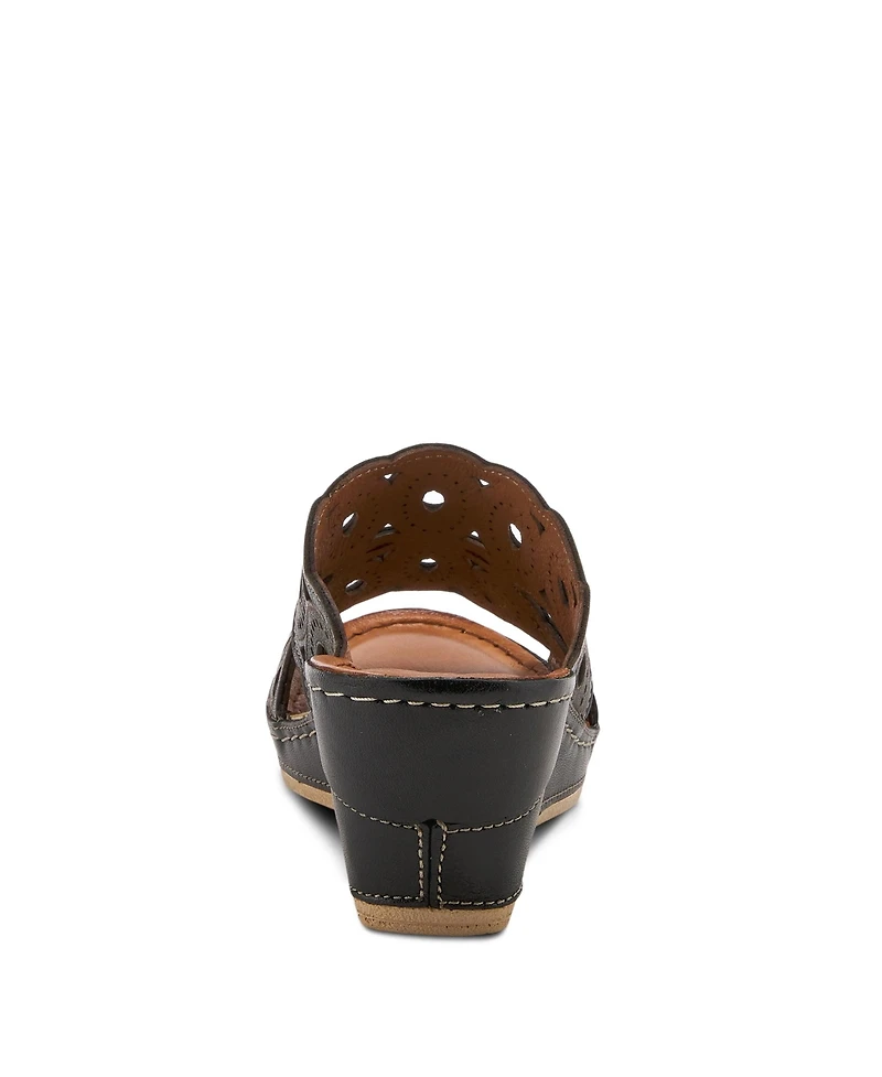 Spring Step Women's Leather Wedge Sandal with Comfort Insole