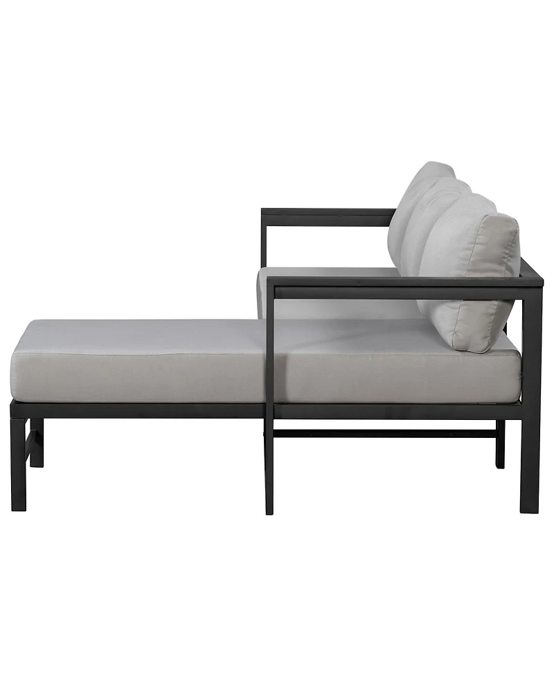 Streamdale Furniture L-Shaped Outdoor Iron Patio Sofa with Weather-Resistant Cushions