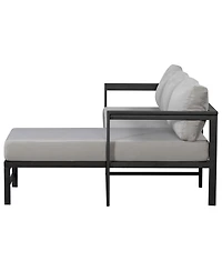 Streamdale Furniture L-Shaped Outdoor Iron Patio Sofa with Weather-Resistant Cushions