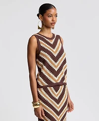 Avec Les Filles Women's Sleeveless Crochet Sweater