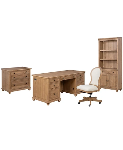 Willowmere 4-Piece Home Office Set ( Executive Desk, Chair, File Cabinet & Bookcase), Macy's Exclusive